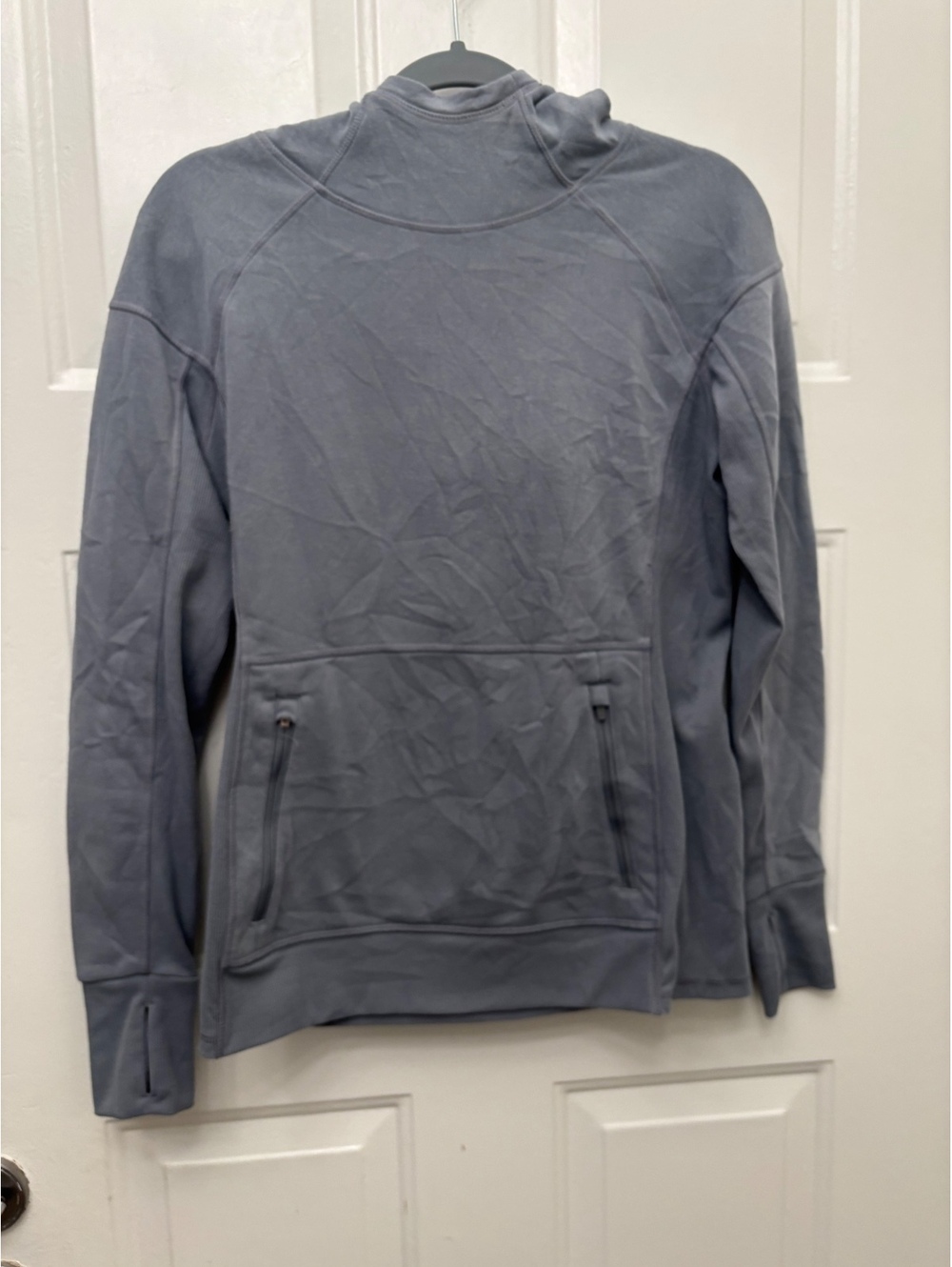 Athleta Gray Hurdle Hooded Ribbed Top Size M